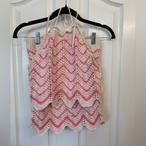 Freshman 1996 Dresses & Skirts - Freshman 1996 Crochet Skirt Set Tieback Top Mini Skirt Women’s XS Style #146919